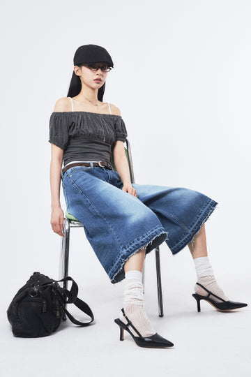 Alan raw edge bermuda denim pants